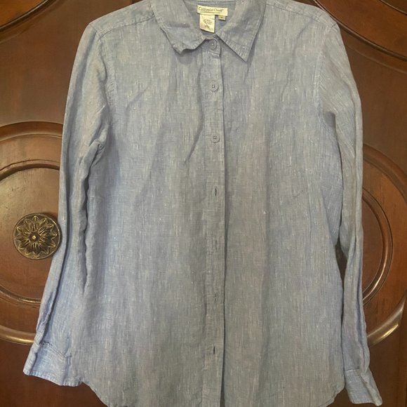 Cold Water Creek Blue Linen Blouse - Picture 1 of 4